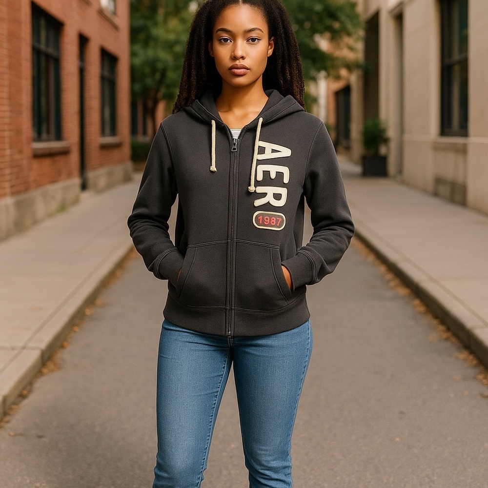 Aeropostale 87 Aero California Full Zip Appliqué Y2K Hoodie Sweatshirt XL
